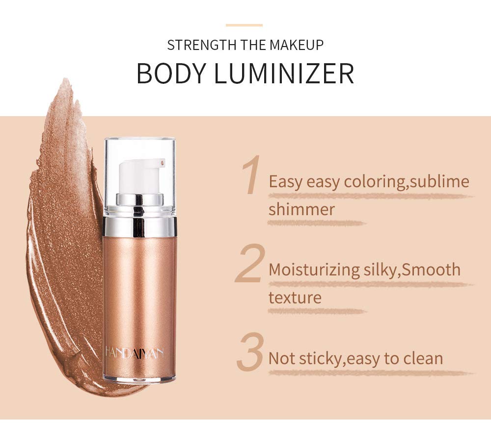 Body Face Luminizer Highlighter Cream Spray Liquid Bronzer Illuminator Glow Glistening Makeup Foundation (#4 Golden Brown)