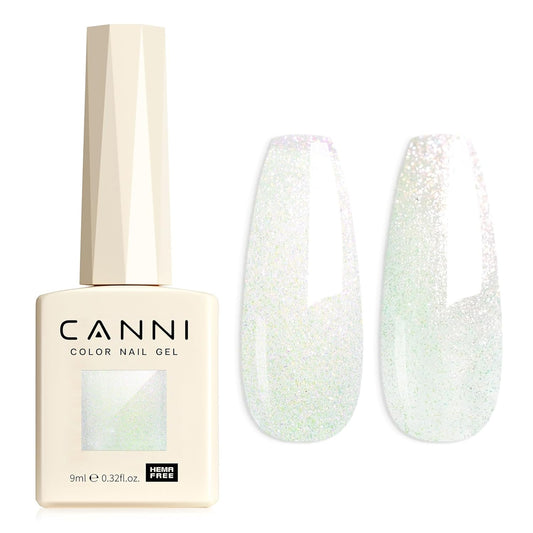 CANNI 1 Pcs Glitter Green Gel Nail Polish, Shimmer Sparkly Light Green Colors Gel Polish Soak Off Led Nail Art Gel Manicure Salon DIY | alldaygood beauty