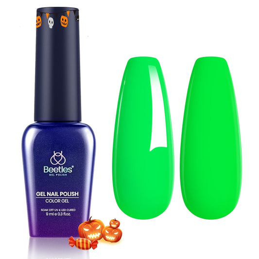 Beetles Halloween Green Gel Nail Polish, Bright Green Gel Polish Ghost Phantom Soak Off Uv LED Nail Lamp Manicure Salon Gift for Women 0.3Oz | alldaygood beauty