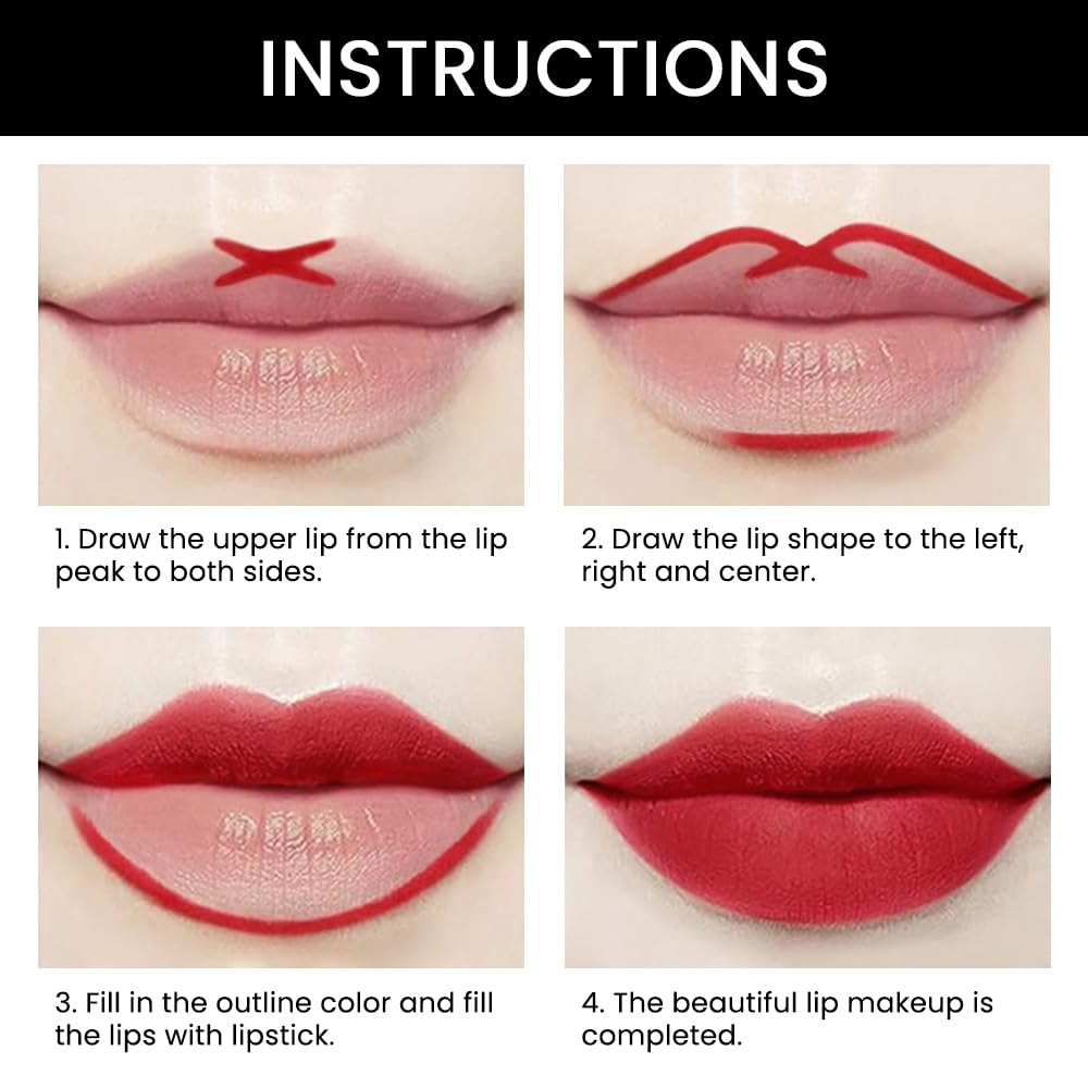 evpct 1Pcs Ruby Red Matte Lip Liner and Lipstick Combo Set Kit for Women, Magic Neutral Lipsticks 24 Hours Original Lipstick and Lips Liner Pencil Stain Gloss Makeup Long Lasting Waterproof, 25#