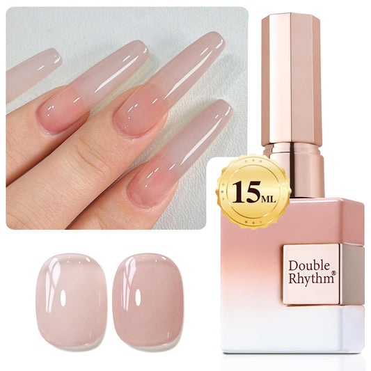 Double Rhythm Translucent Gel Polish Sheer Neutral Natural Light Milky Same Color Same Bottle 15ML Jelly Nail Polish Nail Art DIY at Home (Milky Nude Purple-A1414) | alldaygood beauty