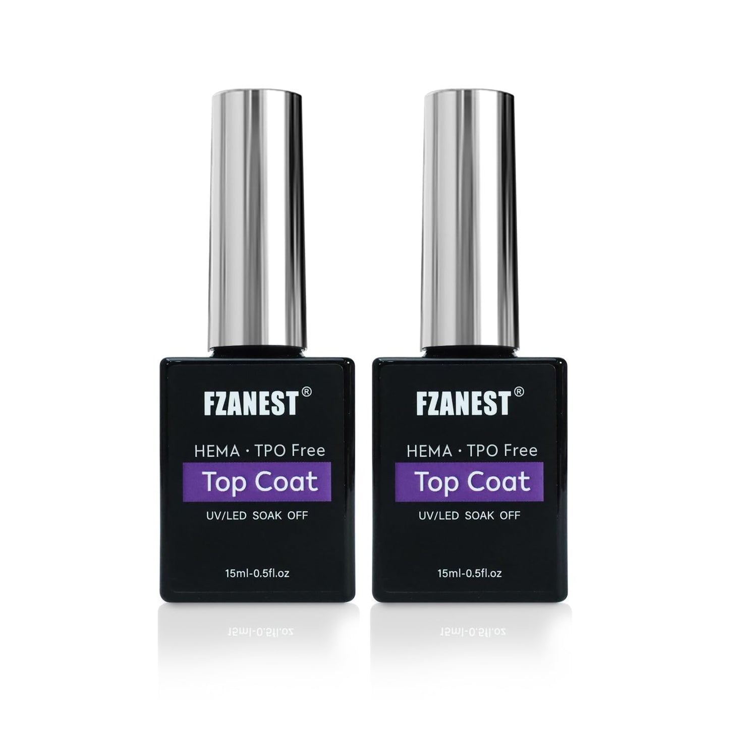 FZANEST Gel Top Coat HEMA-Free, No Wipe Top Coat Nail Polish Smooth High Shine Gel Finish Soak Off UV LED
