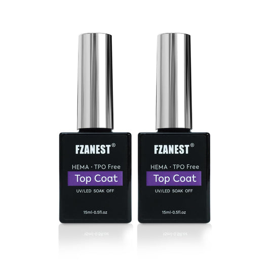 FZANEST Gel Top Coat HEMA-Free, No Wipe Top Coat Nail Polish Smooth High Shine Gel Finish Soak Off UV LED | alldaygood beauty