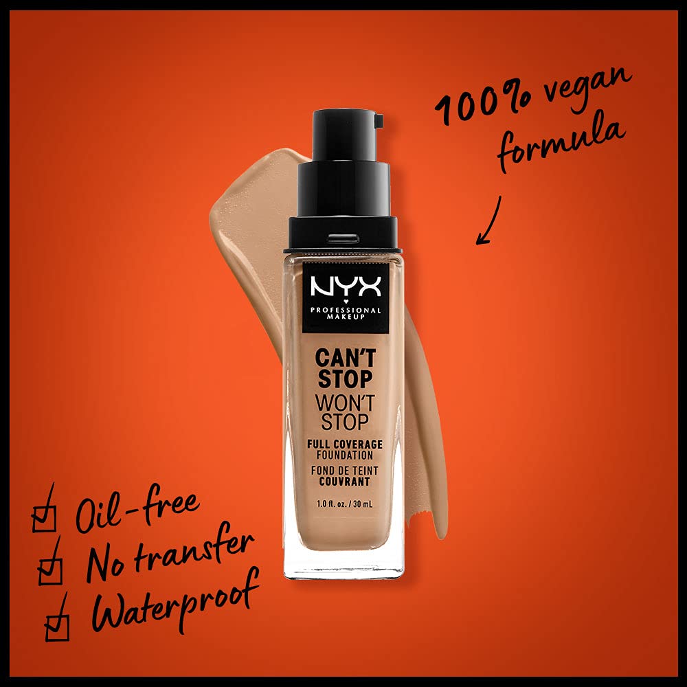 NYX PROFESSIONAL MAKEUP Can't Stop Won't Stop Foundation, 24h Full Coverage Matte Finish - Neutral Buff