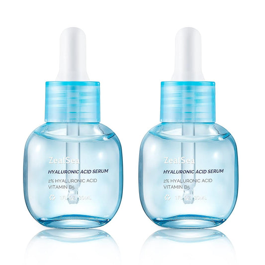 ZealSea Hyaluronic Acid Serum for Face, Hydrating Microneedling Serum, EWG Certified for Sensitive Skin, Vegan Fragrance Free Non-Comedogenic Absorb Quickly, Pure Hyaluronic Acid Anti-Aging 1 Oz*2 | alldaygood beauty