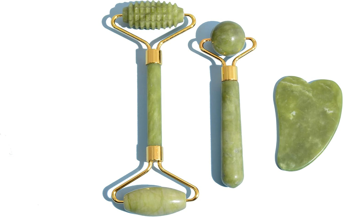 3Pcs Guasha Scraping Massage Tool Set Jade Stone Guasha Board, Used for Face, Neck, Arms, Shoulders, Legs Body Care/Boost Radiance of Complexion,for Valentine’s Day, Birthday, Christmas Gift