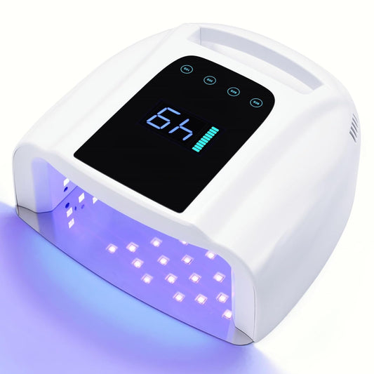 UV LED Nail Lamp 96W, Rechargeable UV Light for Gel Nails with Metal Base, Auto Sensor and 4 Timer Settings, Salon Quality UV Nail Light(White) | alldaygood beauty