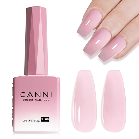 CANNI Soft Pink Jelly Gel Polish – 9ML Translucent Sheer Nude Soak-Off UV/LED Gel Nail Polish for DIY Manicure or Salon Use | alldaygood beauty