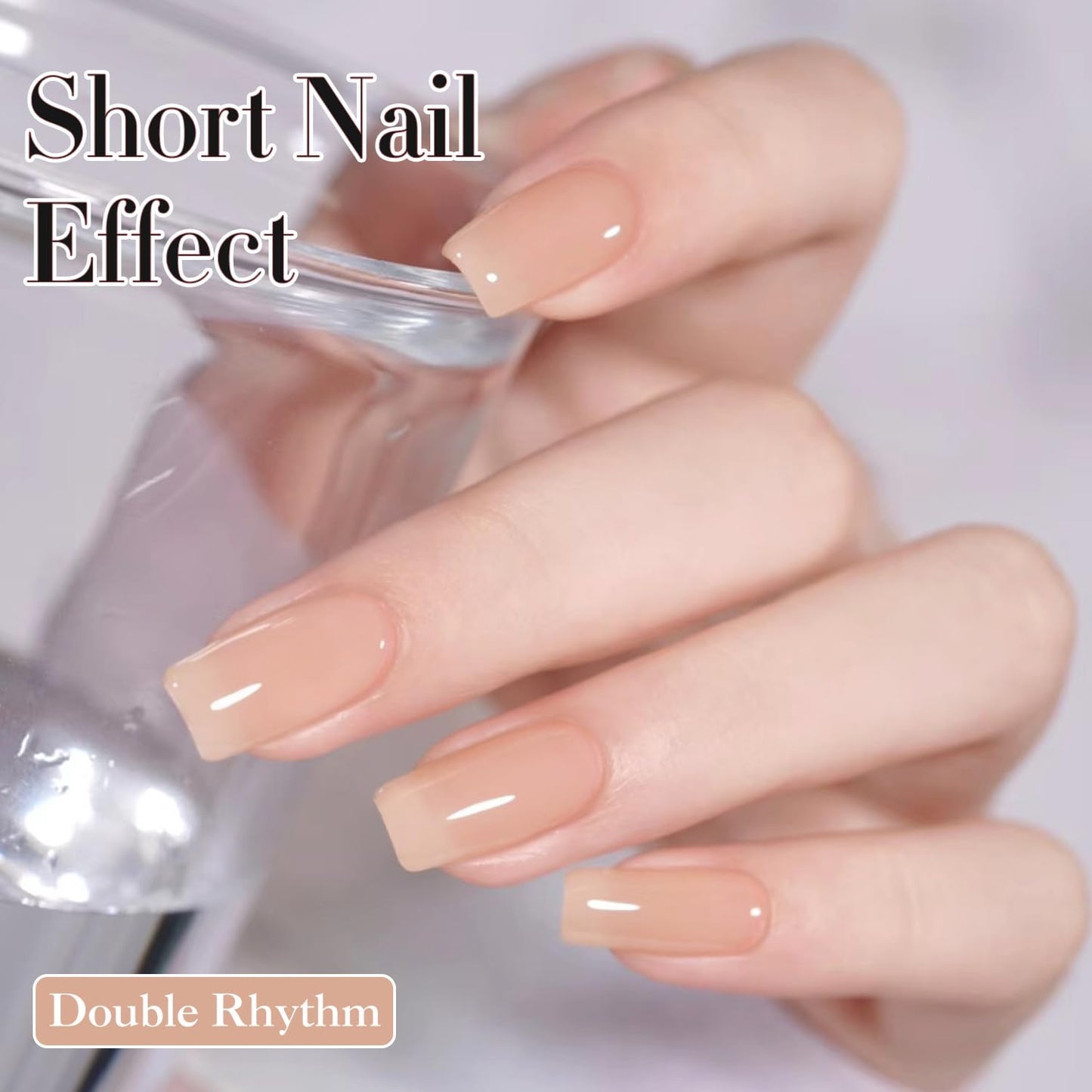 Double Rhythm 0.5Oz Translucent Gel Polish Sheer Neutral Natural Light Milky Same Color Same Bottle 15ML Jelly Gel Polish Art DIY at Home (Milky Nude-A1358)