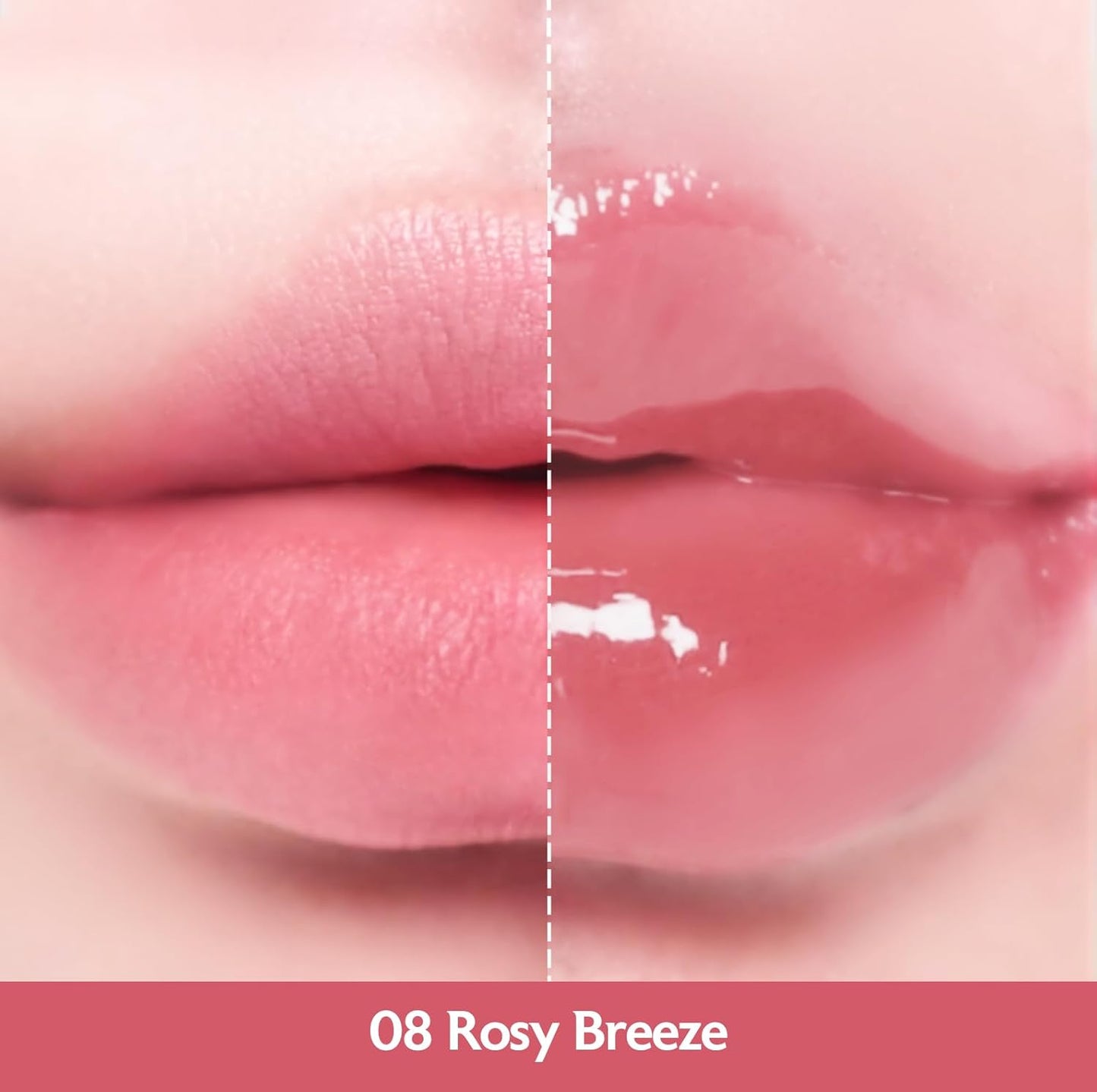 MILKTOUCH Jelly Fit Lip Tint (08 Rosy Breeze) with Cooling Plumping Effect and Water-Based Non-Sticky Texture | Long Lasting Korean Beauty Lipstain Tinted Gloss Oil Brown K Makeup