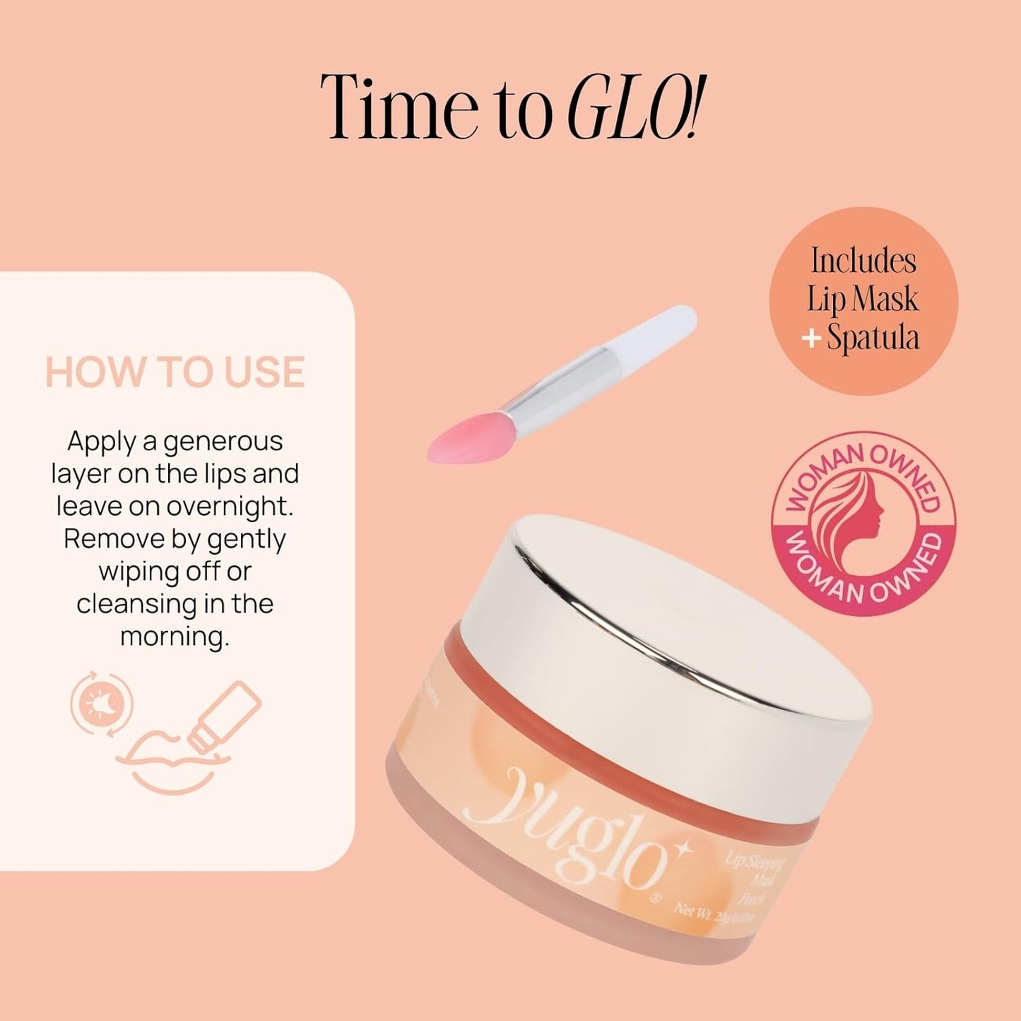 YUGLO Lip Sleeping Mask | Peach Flavor | Hydrating & Soothing Lip Treatment for  Dry, Chapped Lips | Plumps & Moisturizes | Overnight Lip Repair