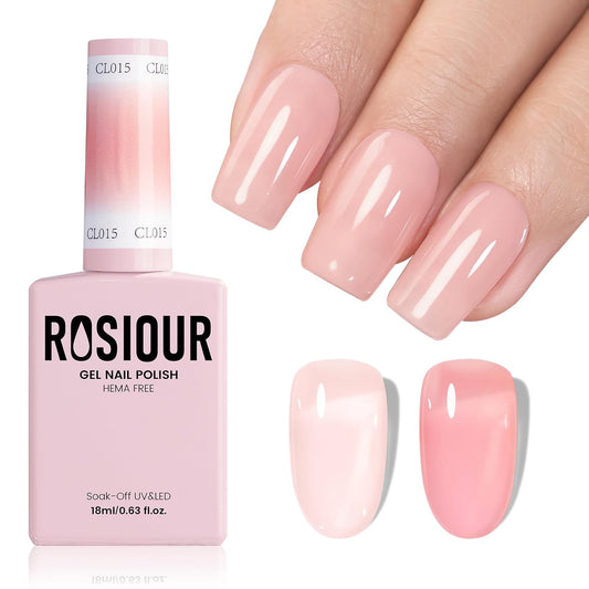 HEMA and TPO Free Clear Pink Gel Nail Polish - 18 ML Nude Sheer Pink Sand Nail Polish Gel for Women Girls Gift, Long Lasting Neutral Jelly Color Soak Off Cured for Home Nail Art Salon DIY | alldaygood beauty