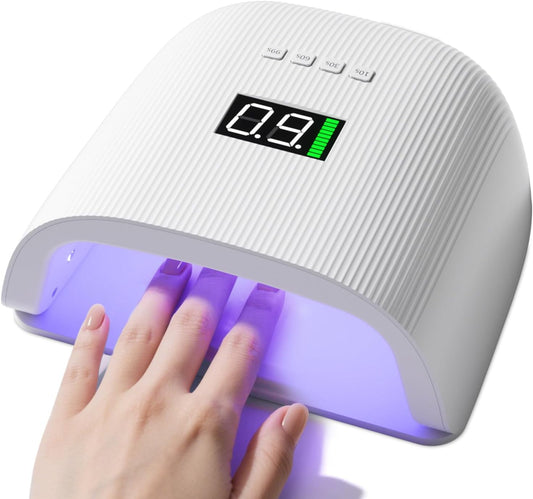 Rechargeable LED Nail Lamp, 72W Professional UV Nail Light for Gel Polish with 4 Timers & Smart Sensor, 24 PCS Powerful Lamp Beads, LCD Display UV Dryer for Hard, Extension & Acrylic Gel Fast Curing | alldaygood beauty
