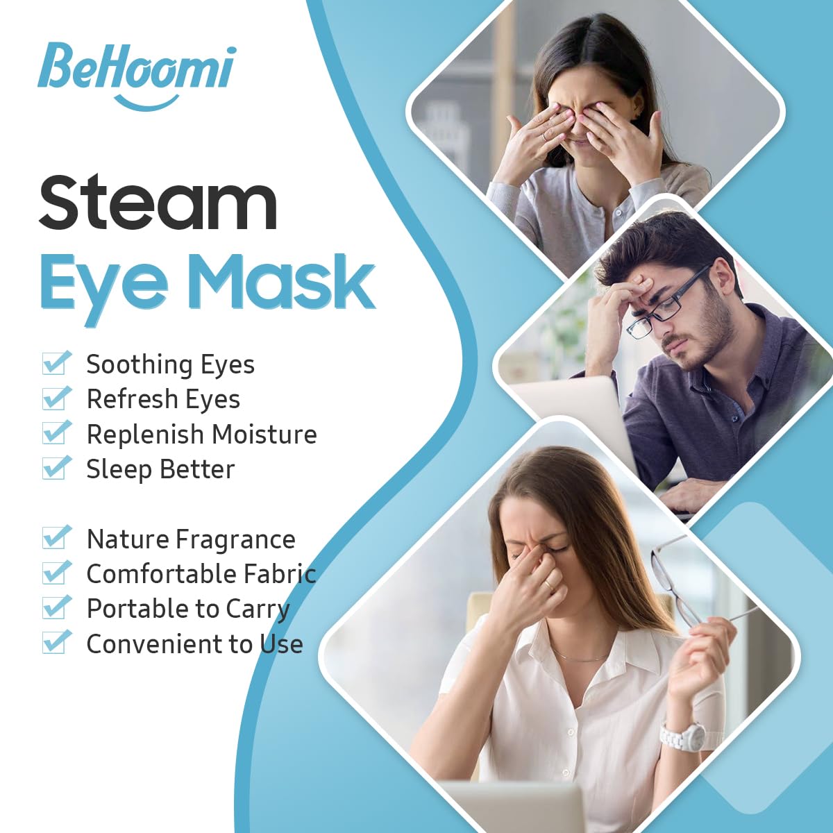 Steam Eye Mask, 20 Packs Heated Eye Mask Warm Compress for Eyes, Disposable Self Heating Eye Mask for Sleep, Spa, Travel Essentials & Relaxation Gifts for Women, Men (Jasmine)