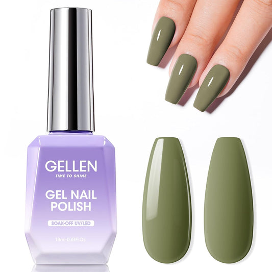 Gellen Green Gel Nail Polish 18 ML Sage Green Nail Gel Polish Soak off UV LED Nail Lamp Emerald Nail Polish for Fall Winter Salon DIY Nail Art Manicure at Home Holiday Gift for Women, 0.61 Fl Oz | alldaygood beauty