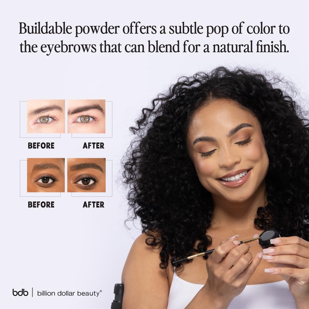 bdb Eyebrow Powder & Definer Brush - Long-Lasting, Fuller & Fluffier Brows, Spoolie for Precision, Soft & Natural, Blonde