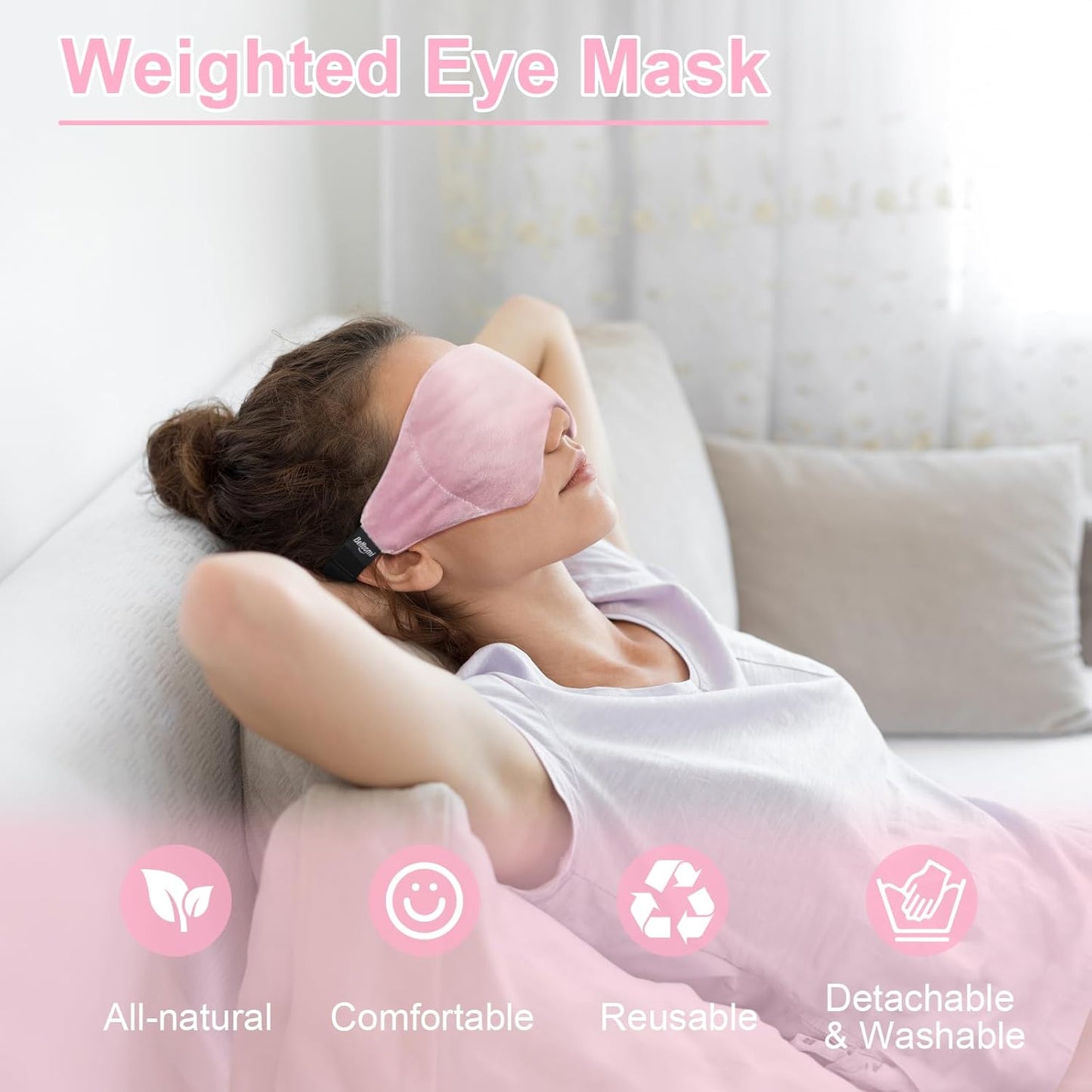 Weighted Eye Mask for Sleeping, Soft Heated Eye Mask, Moist Heat Warm Compress for Eyes, Natural Rose & Flaxseeds Microwave Reusable Sleep Mask, Must Haves for Women Spa, Home, Office