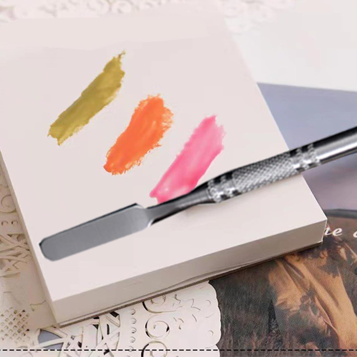 50 Sheets Disposable Nail Polish Palette Paper Nail Art Mixing Palette Papers Portable Waterproof Nail Art Makeup Palette Nail Gel Mixing Tool with Nail Palette Stirring Rod (50pcs)