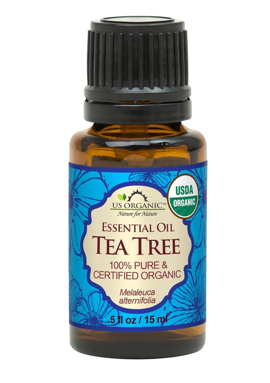 US Organic 100% Pure Tea Tree Essential Oil, Steam Distilled, USDA Certified Organic, for Hair, Skin, Scalp, Foot, Toenails, and More. Sourced from South Africa, Undiluted, Non-GMO (15 ml) | alldaygood beauty