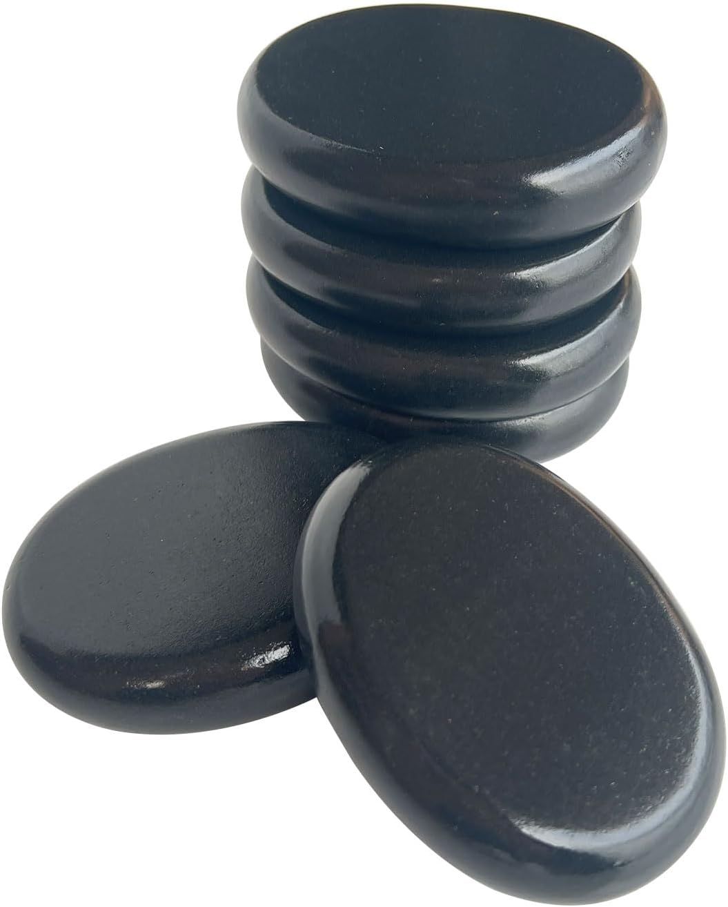 Hot Stones Massage Set,6 Piece Set Oval hot Stone 3.15x2.36x0.7 inches.Basalt Home spa, Relaxation, Massage Treatment