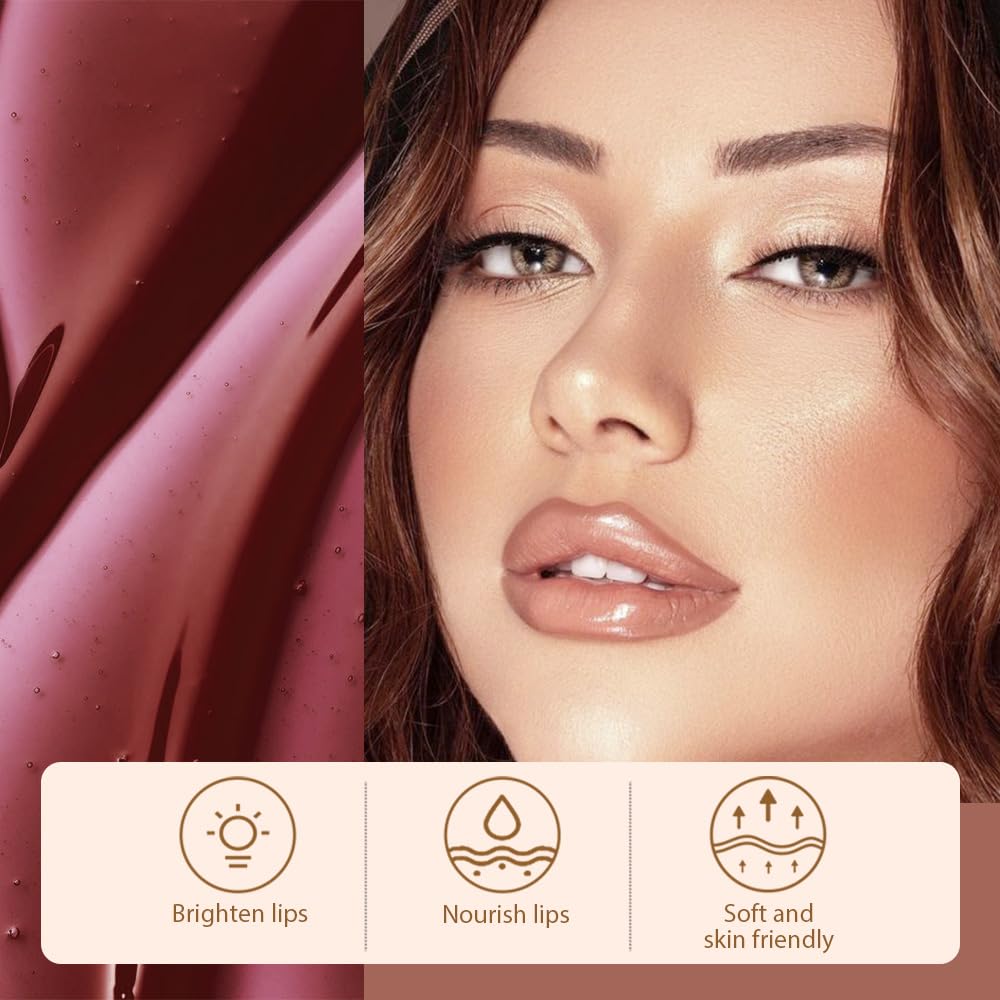 2Pcs Matte Liquid Lip Stain Peel Off Lip liner Tattoo, Matte Peel Off Lip Stain, Long Lasting Waterproof Lipstick Lip Gloss Stain, Transfer-proof for All Skin Types (0.24 fl oz-02#+03#)