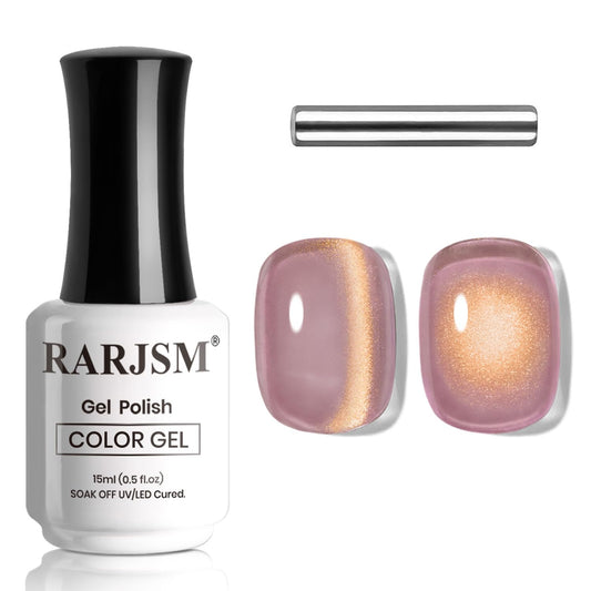 RARJSM Ice Glass Cat Eye Gel Nail Polish Light Dark Violet Purple Gold Velvet Cateye Glitter Translucent Sheer Color Gel Polish with Magnet Stick 15ml UV LED Curing Requires Soak Off Home Salon | alldaygood beauty