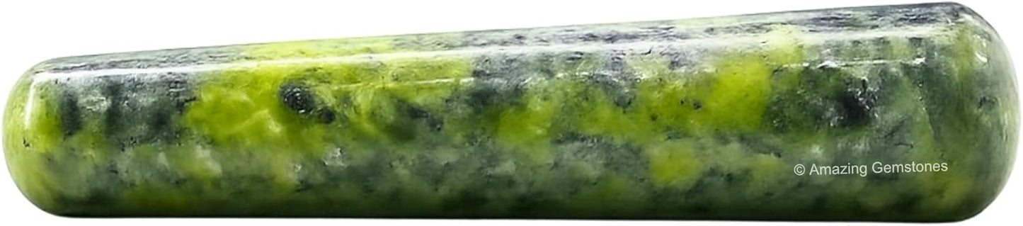 Amazing Gemstone Green Jade Crystal Wand Massage Stick - Pelvic Wand Gua Sha for Adults - Crystals and Healing Stones Massage Wands for Adults Gifts (Smooth)