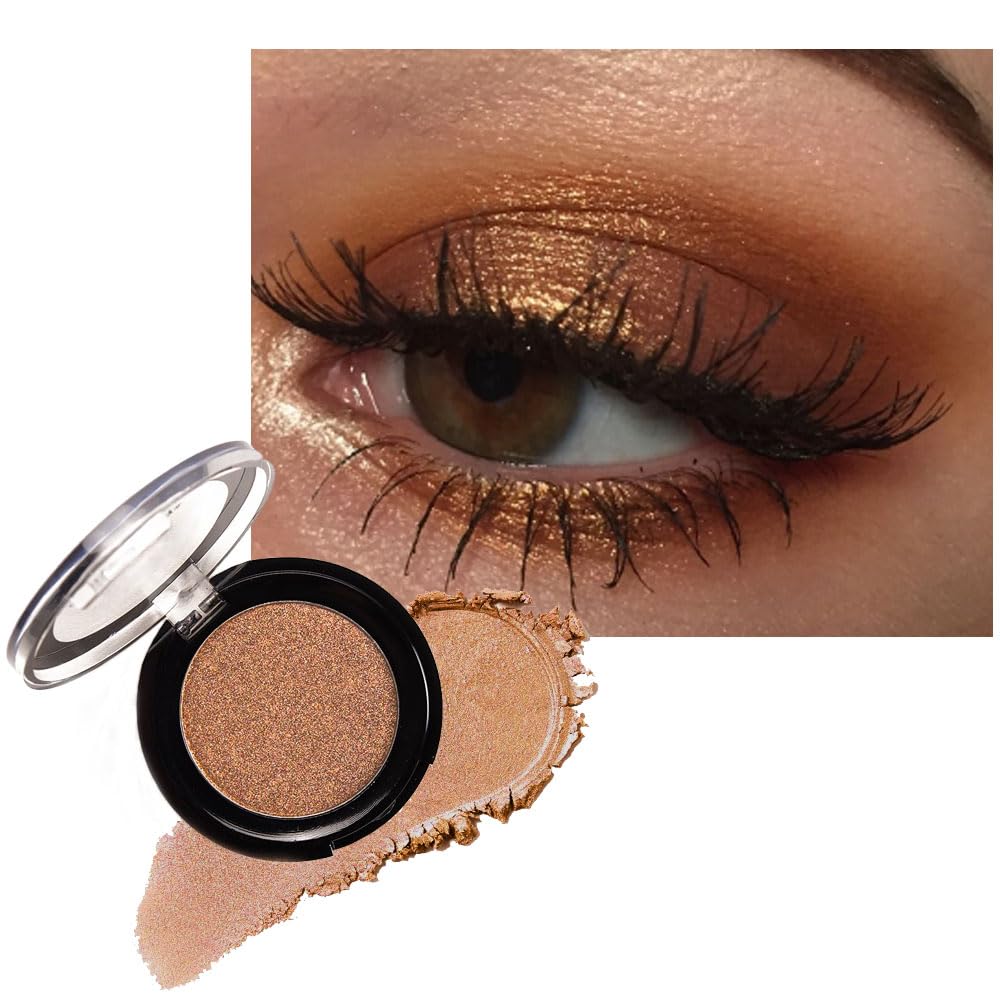 Monochrome Powder Eyeshadow Palette Makeup,Dark Brown Natural Neutral Single Shimmer Eye Shadow for Older Women,Buildable Sparkly Eye Finish,Long Lasting Naturing-Looking