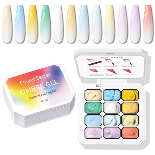 Sponge Pat Paint Nail Gel, Ombre Nails Gradient Gel Nail Blush Blooming Aura Nails Drawing Stripper Floral Painting DIY Nail Art, No Wipe, UV/LED Curing (12 Colors A) | alldaygood beauty