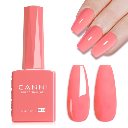 CANNI Pink Gel Nail Polish – 1pc 9ML Hot Grapefruit Pink Color, Soak Off UV LED Gel, High Gloss for French Manicure, DIY Nail Art & Salon Use | alldaygood beauty