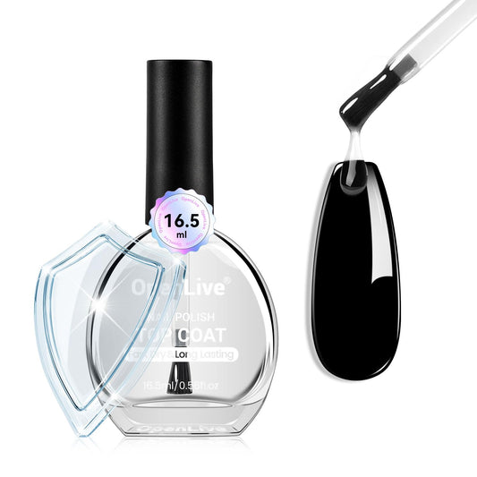 16.5ml Top Coat Clear Nail Polish, Quick Dry High Gloss Shine Large Volume Top Coat, Long Wear and Scratch Resistant for Women Salon DIY Nail Art | alldaygood beauty