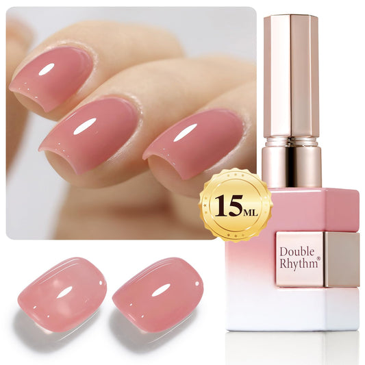 Double Rhythm Gel Polish Translucent Sheer Neutral Natural Light Milky Same Color Same Bottle 15ML Jelly Polish Art DIY at Home (Sheer Pink Nude-A1385) | alldaygood beauty