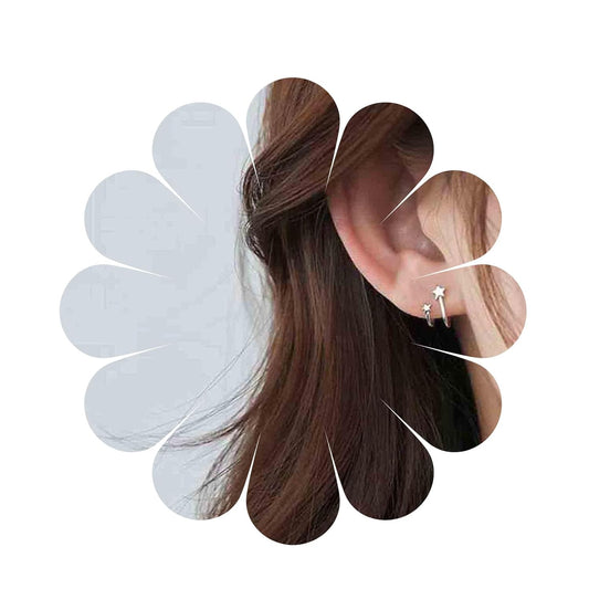 Star Spiral Hoop Earrings Silver Star Wrap Earrings Boho Cluster Star Studs Earrings Twist Ear Huggies Earrings Jewelry for Women and Girls | alldaygood beauty