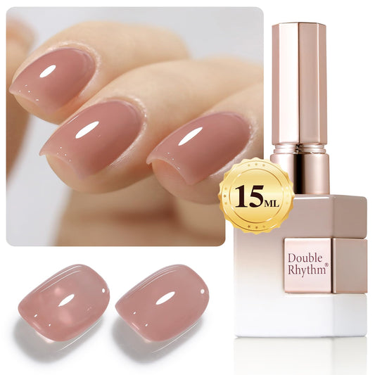 Double Rhythm Translucent Gel Polish Sheer Neutral Natural Light Milky Same Color Same Bottle 15ML Jelly UV Polish Nail Art DIY at Home (Dark Nude-A1493) | alldaygood beauty