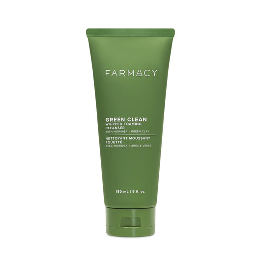Farmacy Foaming Face Wash for Oily Skin - Whipped Greens Oil-Free Gentle Facial Cleanser + Exfoliator - Infused with Green Clay to Remove Impurities, Control Oil + Maintain Skin Hydration (150ml) | alldaygood beauty