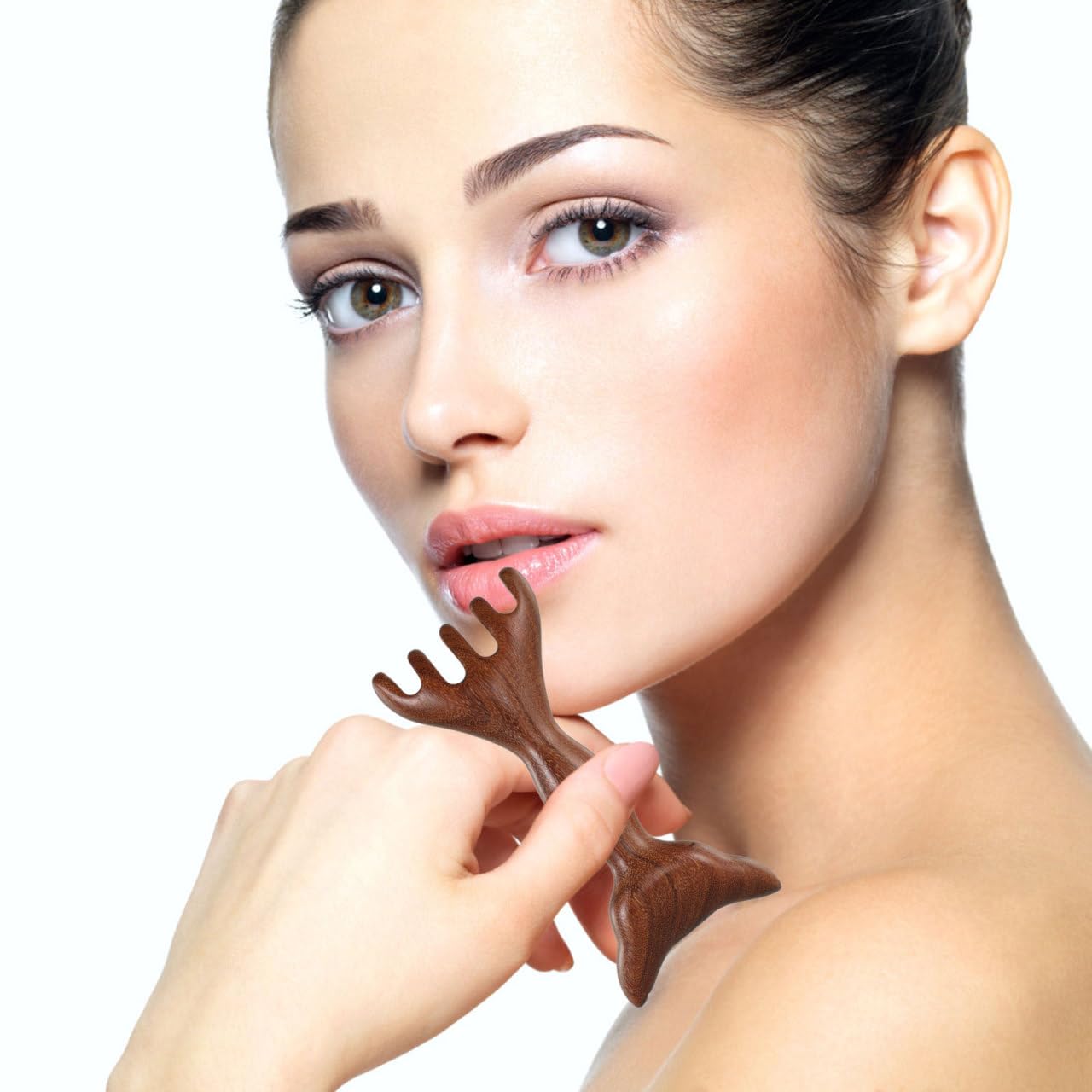 Wooden Scalp Massage Tool Massage Comb with Double-headed Antler Wooden Scalp Massager for Gua Sha Head Neck Face Care