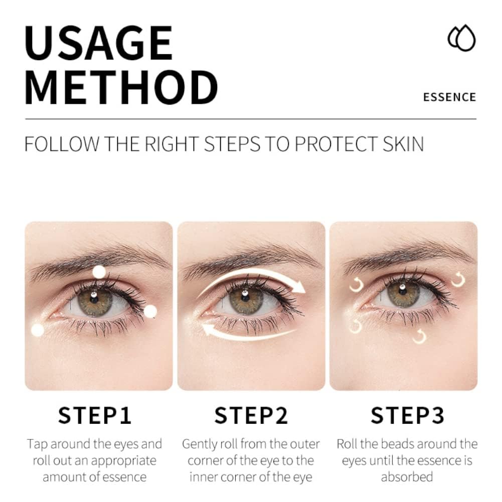 Eye Serum, Under Eye Roller Cream for Dark Circles, Anti-aging Wrinkles And Firming, 360° Massage Ball Ice Roller For Fine Lines, Bags, Puffy Eyes, Eye Skin Care For Women Men