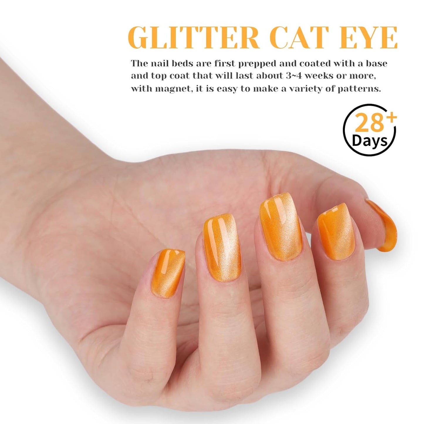 Light Orange Cat Eye Gel Nail Polish - Perfect for DIY at Home & Ideal Gift for Nail Art Lovers!