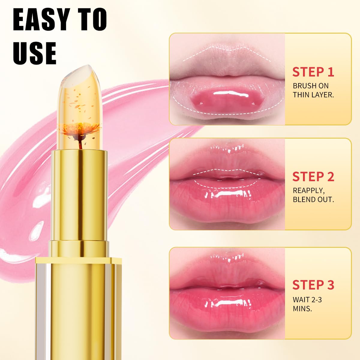 QIC Transferproof Color Changing Lipstick,Color Changing Lipstick for Women Girls,Temperature Change Moisturizer,Waterproof Moisturizer Lip Balm (Flower)