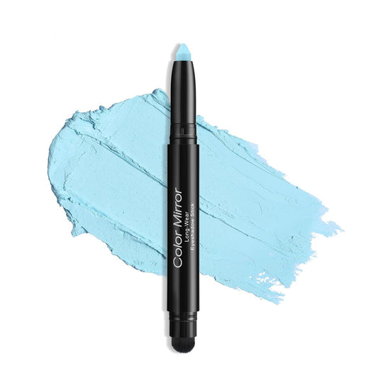 Cream Waterproof Hypoallergenic Eyeshadow Stick, long wear Metallic Glitter Matte Eye Shadow Pencil With Makeup Brush, Eye Brightener, 44 Matte Sky Blue | alldaygood beauty