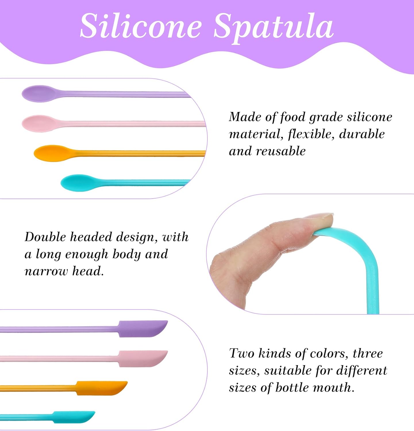 Cosmetic Spatula, 6PCS Silicone Spatula Set for Cosmetic Bottles and Kitchen Jars to Get Last Product out Efficiently