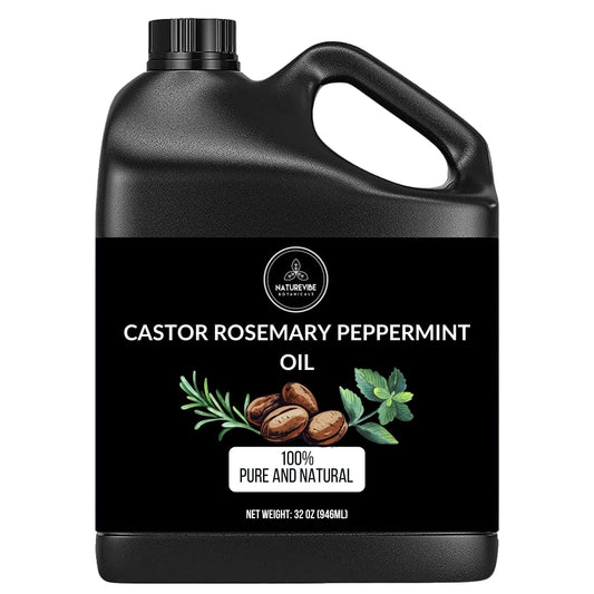 Naturevibe Botanicals Castor with Rosemary and Peppermint Oil 32 Ounces | 100% Pure and Natural | Great for Skin Care and Hair Care | alldaygood beauty