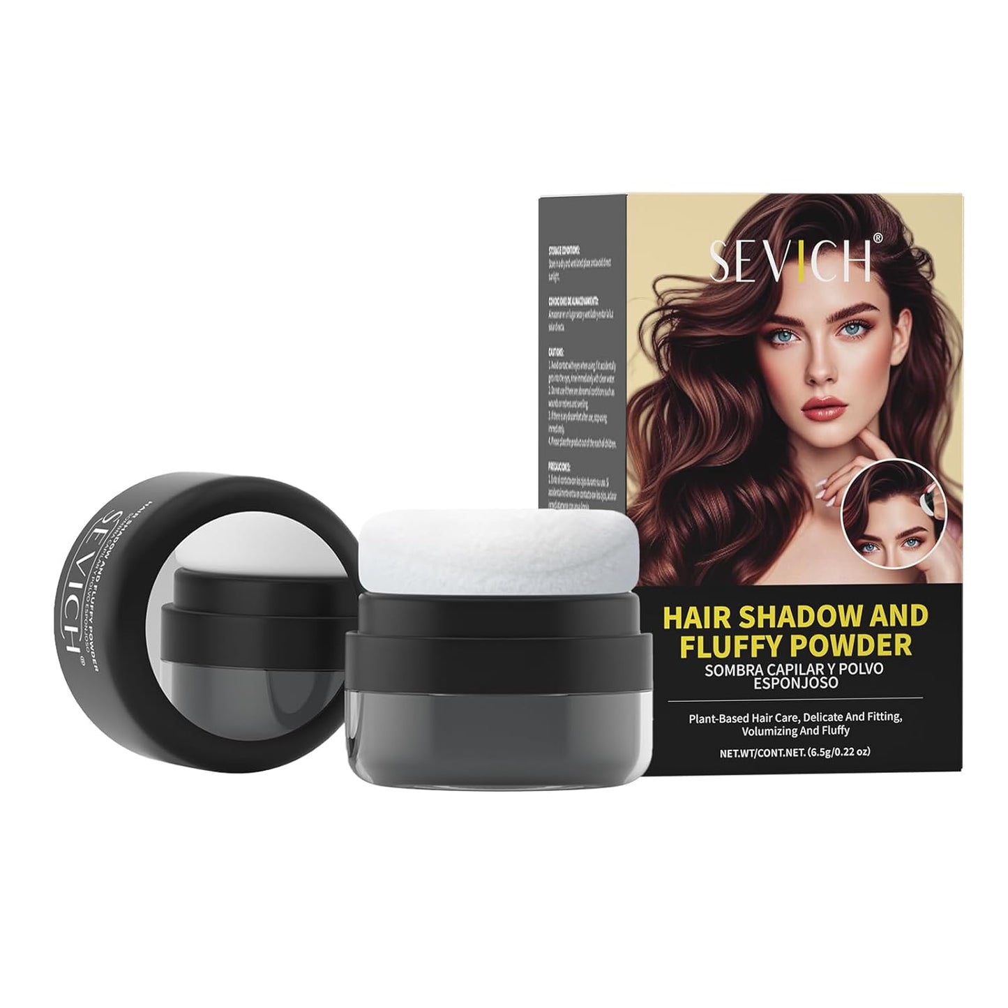 SEVICH 2-in-1 Hairline Powder & Volumizing Powder for Gray Coverage & Fluffy Roots – Oil-Absorbing, Natural-Looking, Travel-Friendly with Mirror – Black or Dark Grey(Random Color)