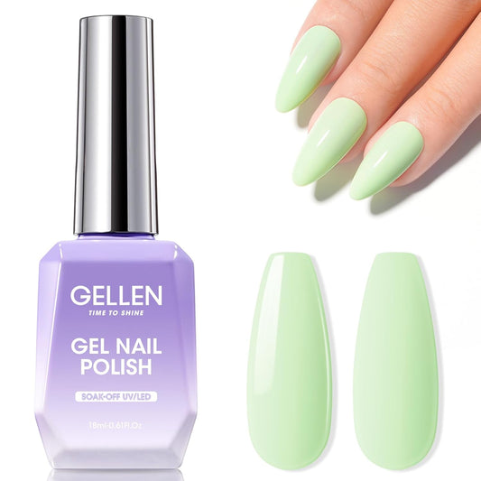 Gellen Green Gel Nail Polish, Mint Green Gel Polish Pastel Green Nail Polish Gel Light Green Soak Off U V LED Nail Lamp Gel Polish Home Salon Nail Art DIY Manicure Gift for Women Gilrs, 0.61 Fl Oz | alldaygood beauty