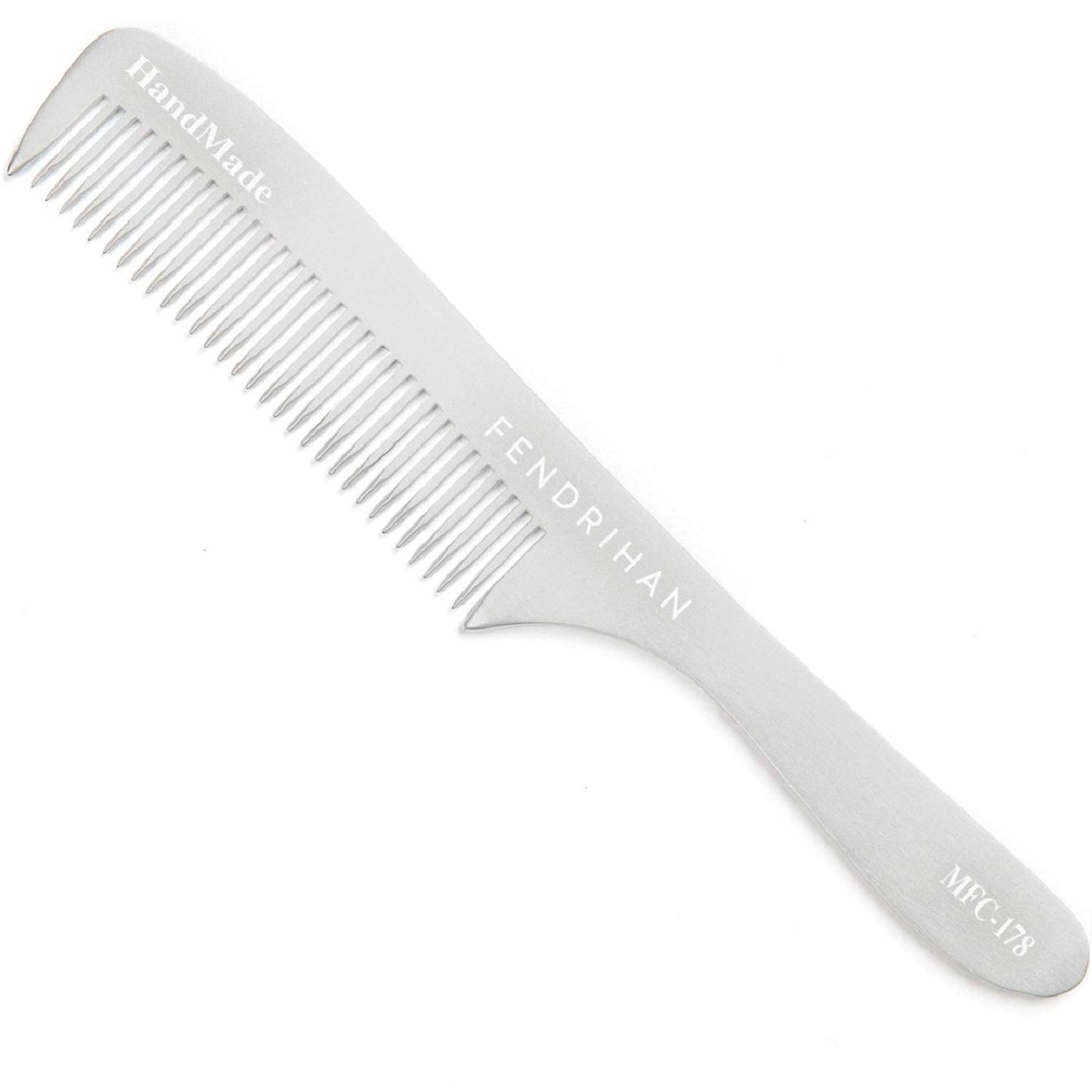 Fendrihan Sturdy Metal Fine Tooth Barber Grooming Comb with Handle (6.8 Inches)