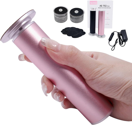 4.8IN Longer Electric Foot Callus Remover with 80pcs Sandpaper Discs, Professional Aluminum Callus Remover for Feet, Stepless Speed Control Pedicure Tools for Dead Skin (Pink) | alldaygood beauty