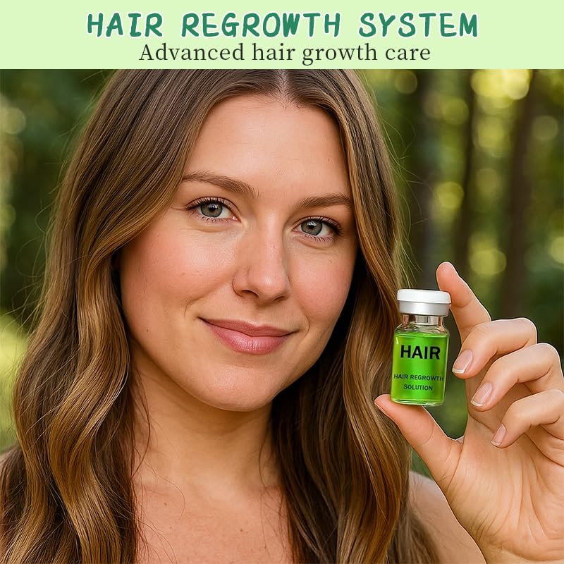 Hair Regrowth System, Advanced Hair Growth Treatment Ginseng, Eclipta Prostrata, Peppermint Oil & Ginger Root, Strengthens Roots, Thickening Serum for Men & Women