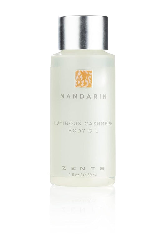 Zents Luminous Cashmere Body Oil (Travel Size - Mandarin Fragrance) | Moisturizing Body Oil with Vitamin E & Organic Coconut Oil | Softens & Smooths Skin | 1 fl oz | TSA Approved | alldaygood beauty