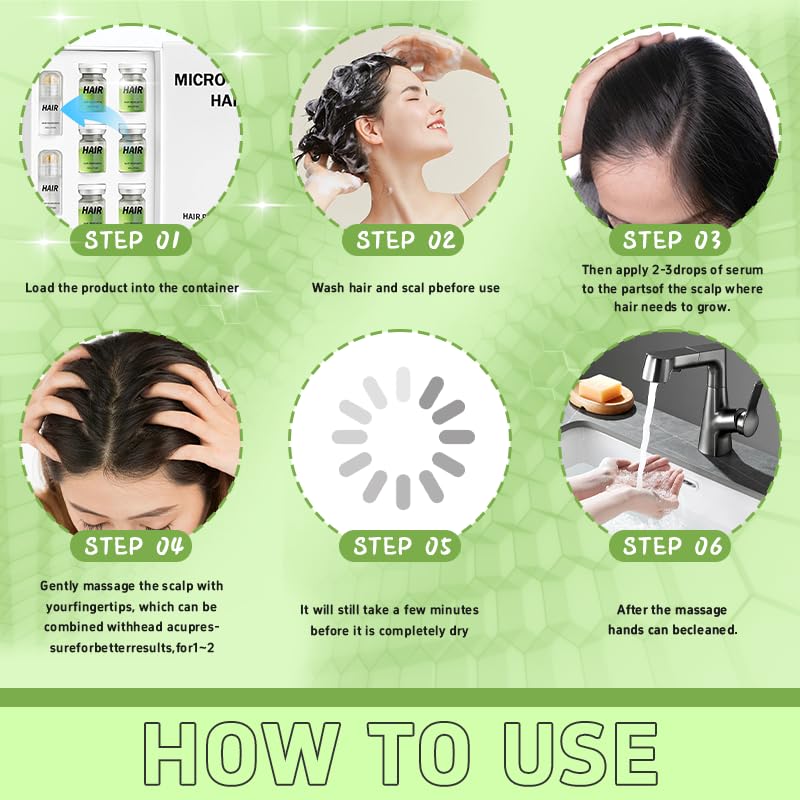 Hair Regrowth System, Advanced Hair Growth Treatment Ginseng, Eclipta Prostrata, Peppermint Oil & Ginger Root, Strengthens Roots, Thickening Serum for Men & Women