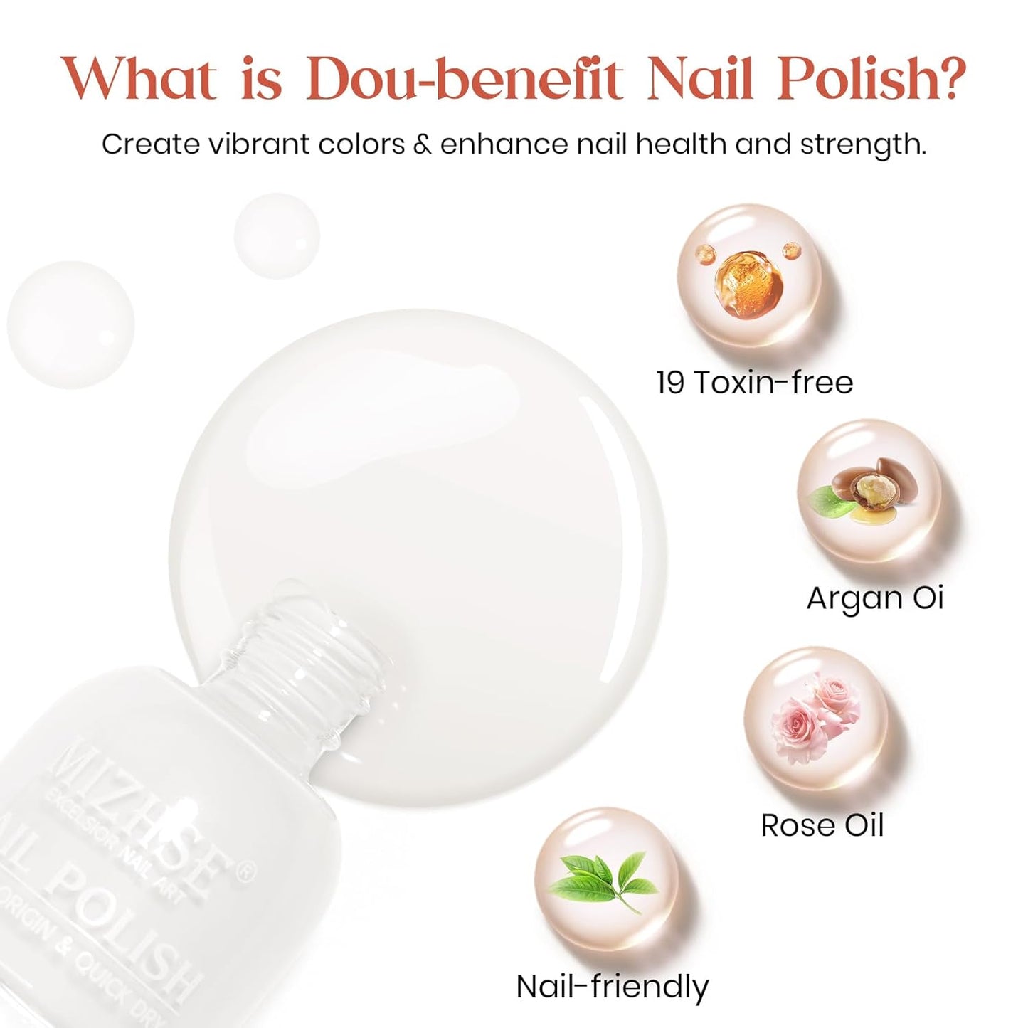 MIZHSE White Nail Polish Matte, 15ML Large Capacity Quick Dry Nail Lacquer for Nail Art Varnish, Mist Effect Matte Finish Velvet Nail Polish for Women Girl Nail Art DIY Home. 0.53 fl oz